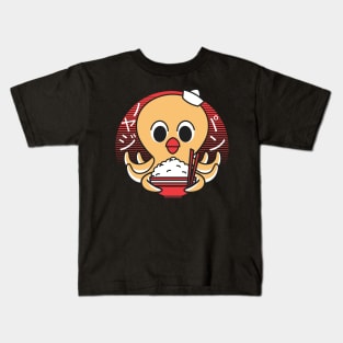 Kawaii Octopus Eating Tako Sushi Kids T-Shirt